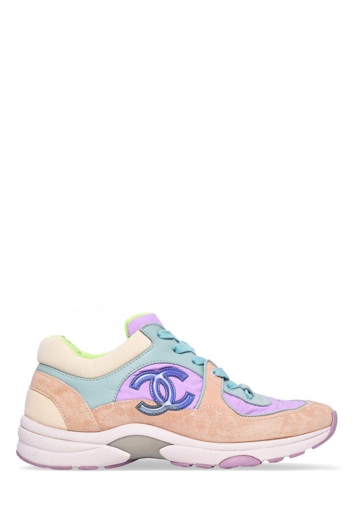 Chanel Size 38 Nylon, Leather & Suede Colorblock CC Sneaker