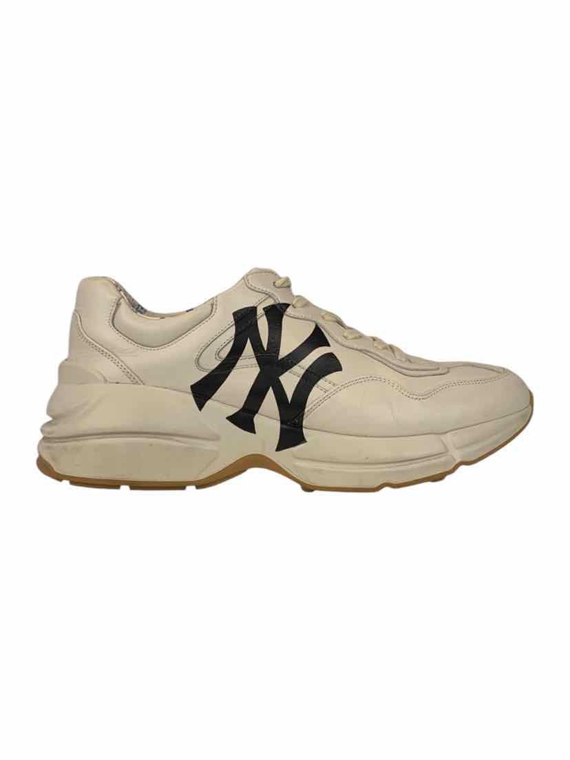 Mens Shoe Size 8 Gucci Men's x MLB Calfskin NY Yankees Rhyton Sneakers