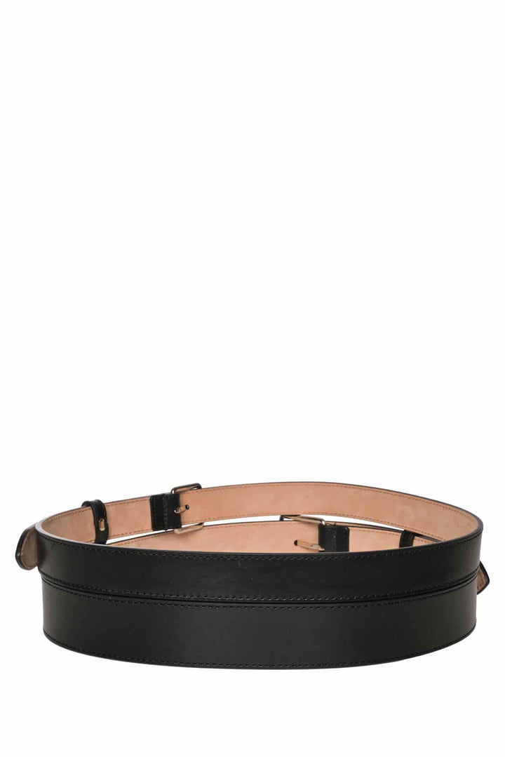 Alexander Mcqueen Size 32 Double Strap Leather Waist Belt