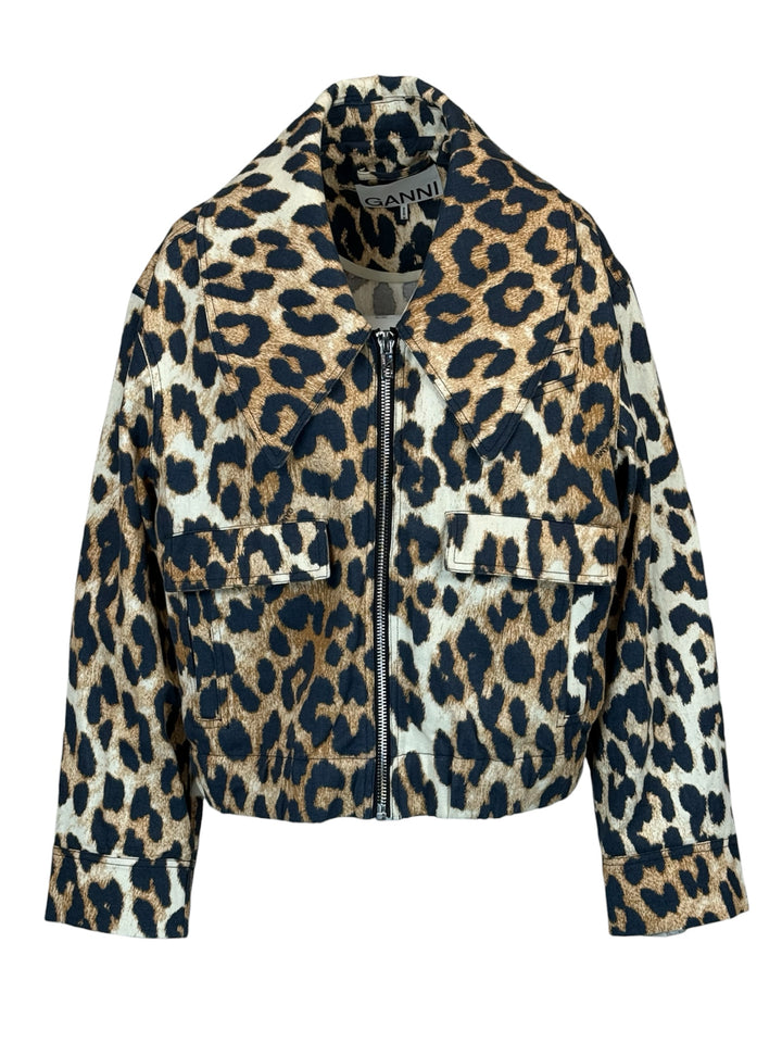 Ganni Size 42 Leopard Print Jacket