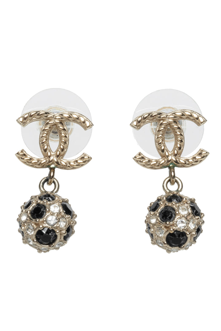 Chanel CC Logo Ball Drop Earrings