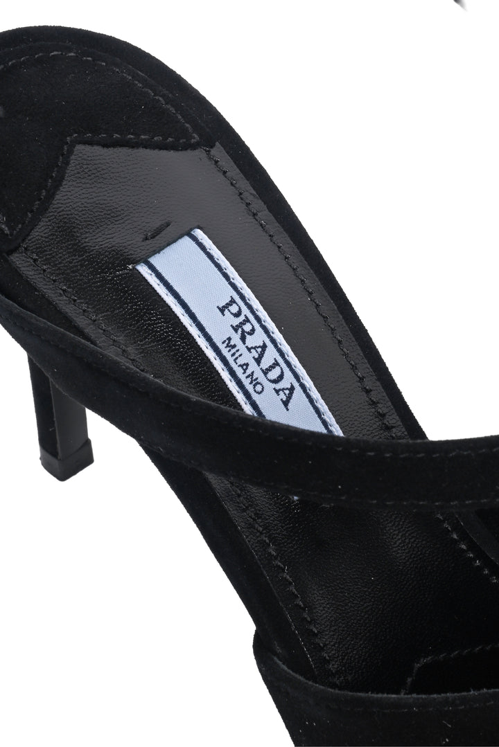 Prada Size 36.5 Suede Mules Sandals