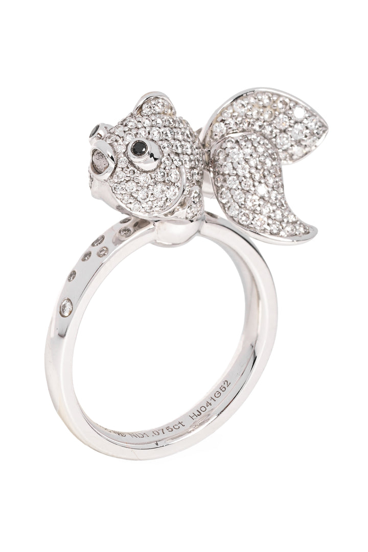 Qeelin Size 5.5 Qin Qin 18K White Gold & Pave Diamond Twirling Goldfish Ring