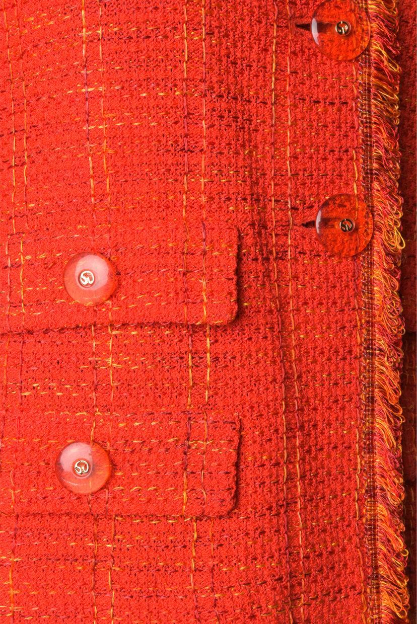 St. John Size 2 Fringed Tweed Blazer