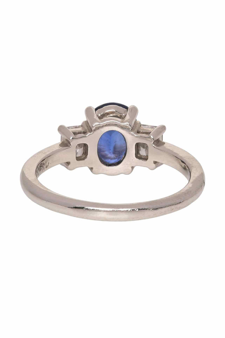 Roden Jewellers Size 6.5 Platinum Natural Diamond & Blue Sapphire Ring
