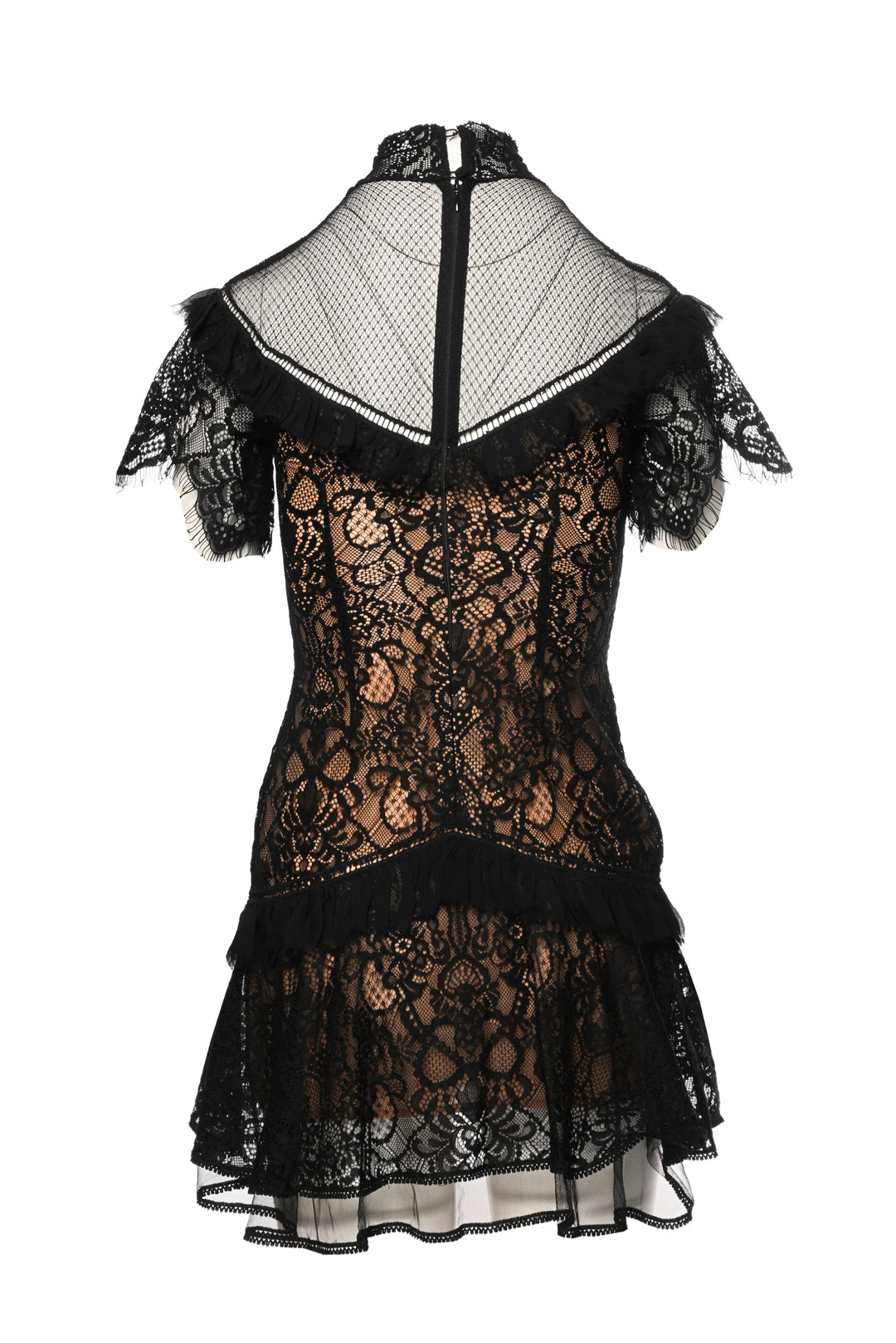 Jonathan Simkhai Size 0 Mixed Lace Mockneck Mini Dress