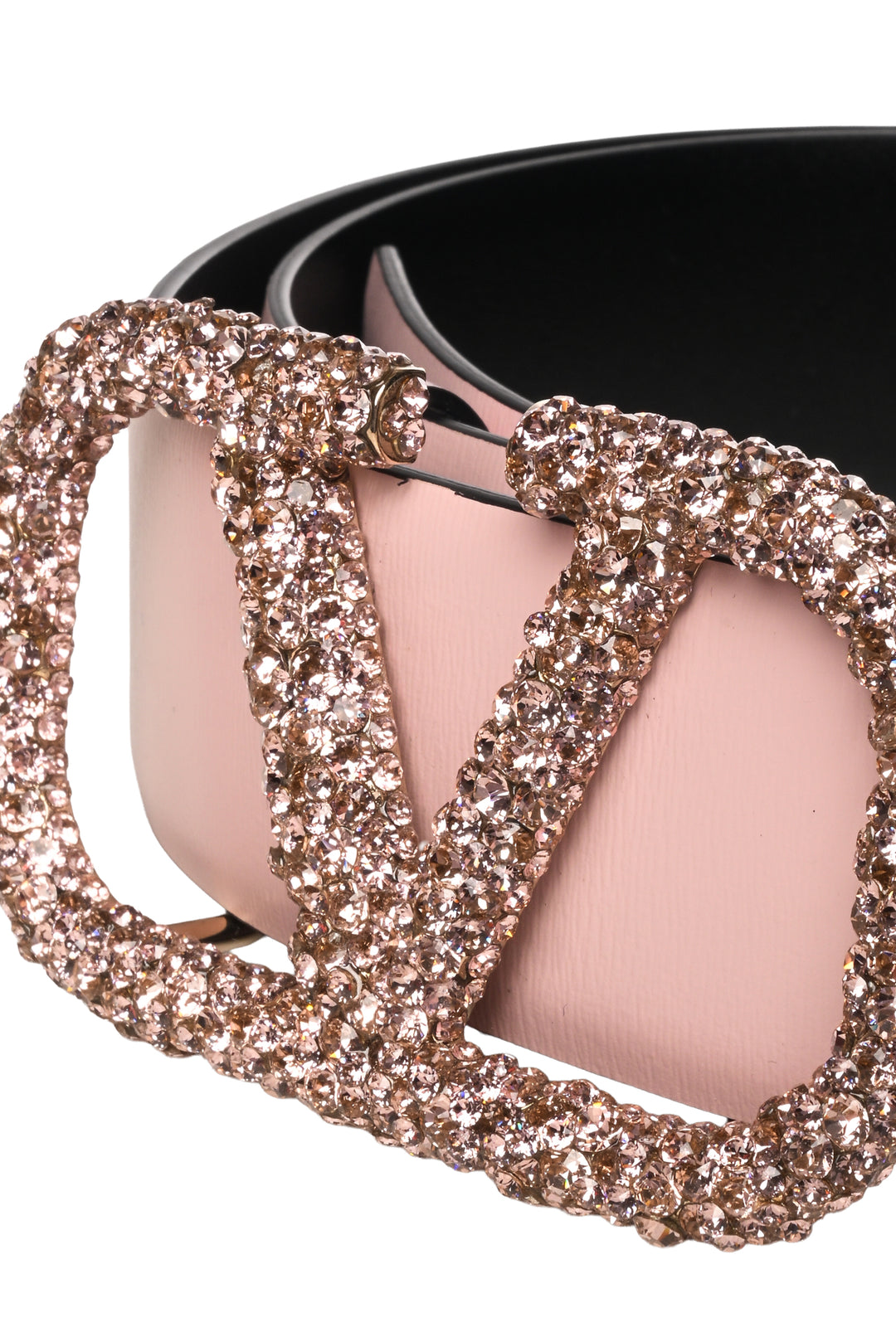 Valentino Size S VLogo Crystal-Embellished Reversible Leather Belt