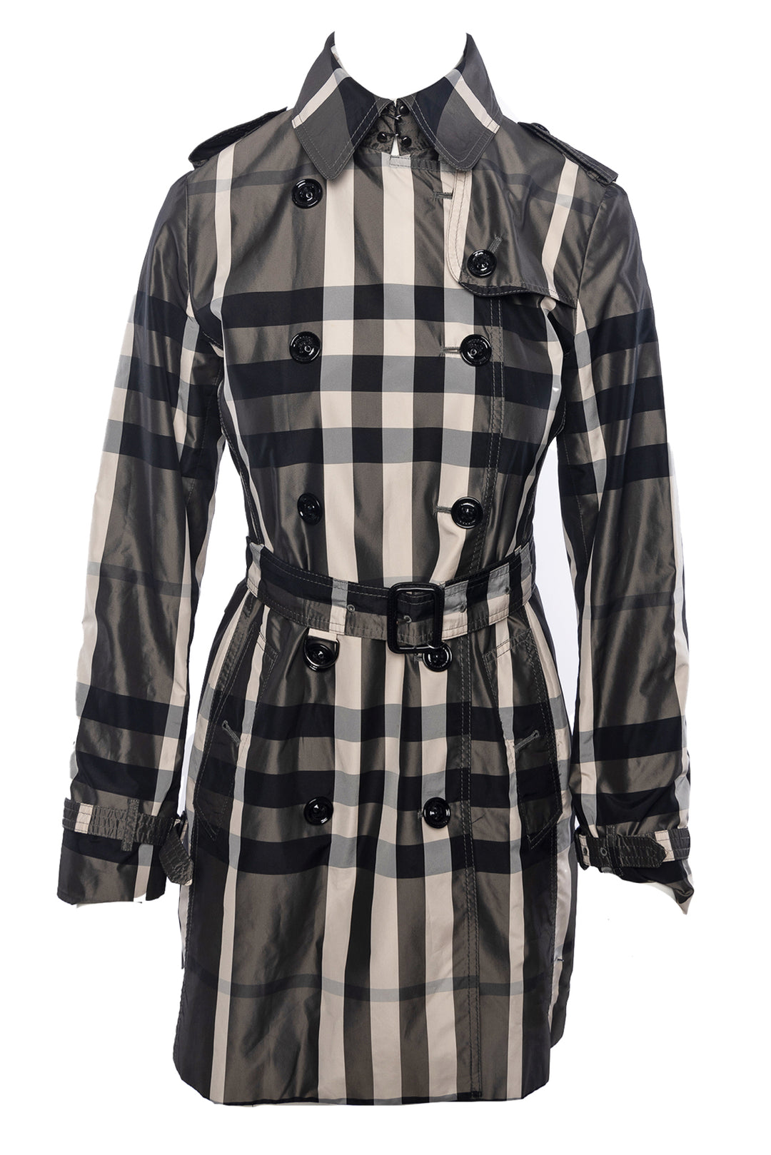 Burberry Size 4 Check Trench Coat