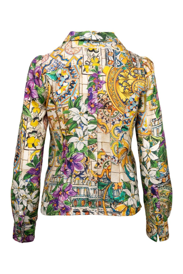 Dolce & Gabbana Size 40 Floral Print Silk Twill Blouse