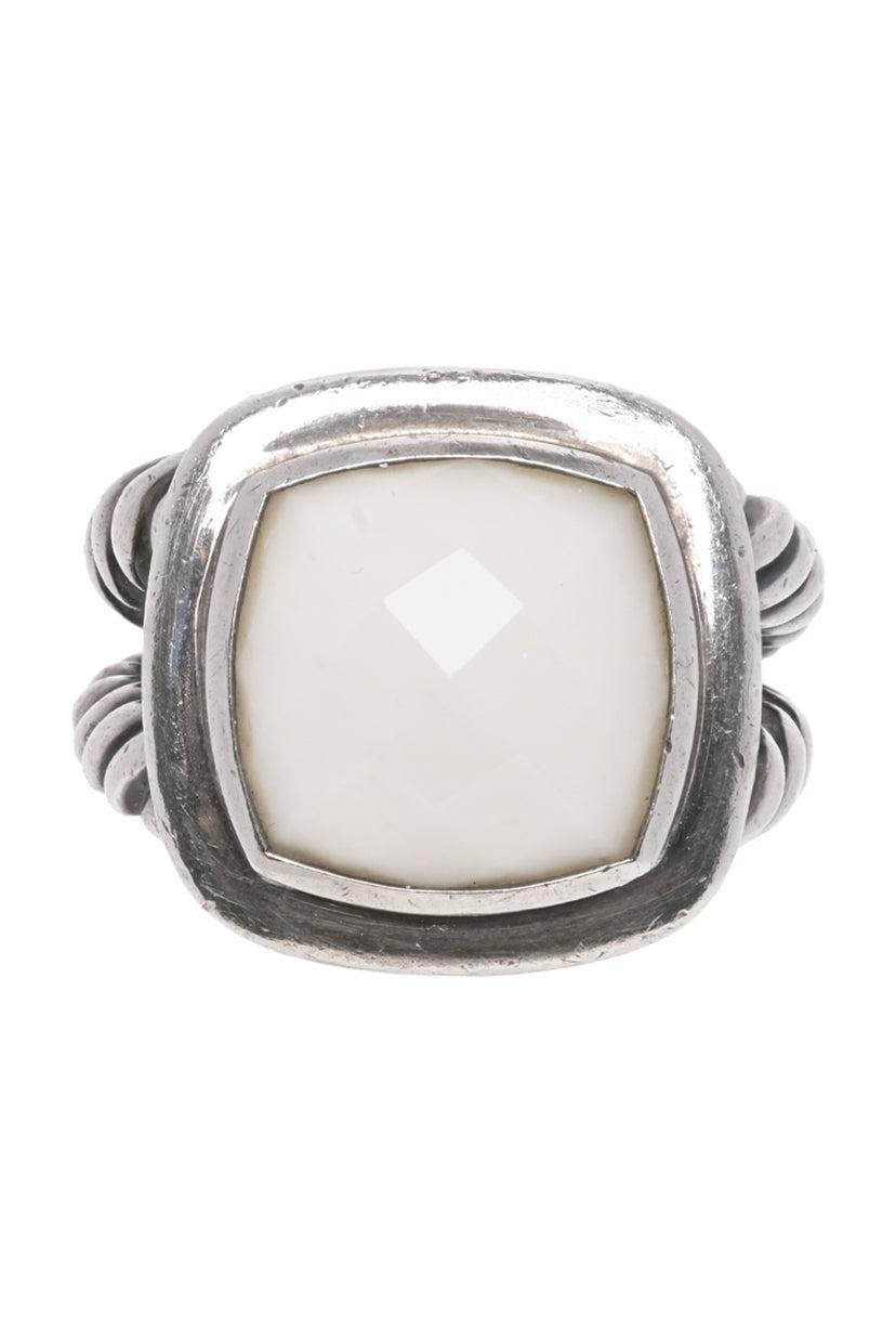 David Yurman Size 7 Sterling Silver & White Agate Albion Ring