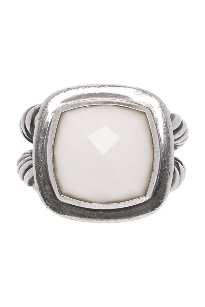 David Yurman Size 7 Sterling Silver & White Agate Albion Ring