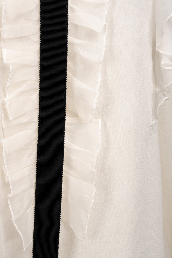 Giambattista Valli Size XL Silk Ruffles Sheer Blouse