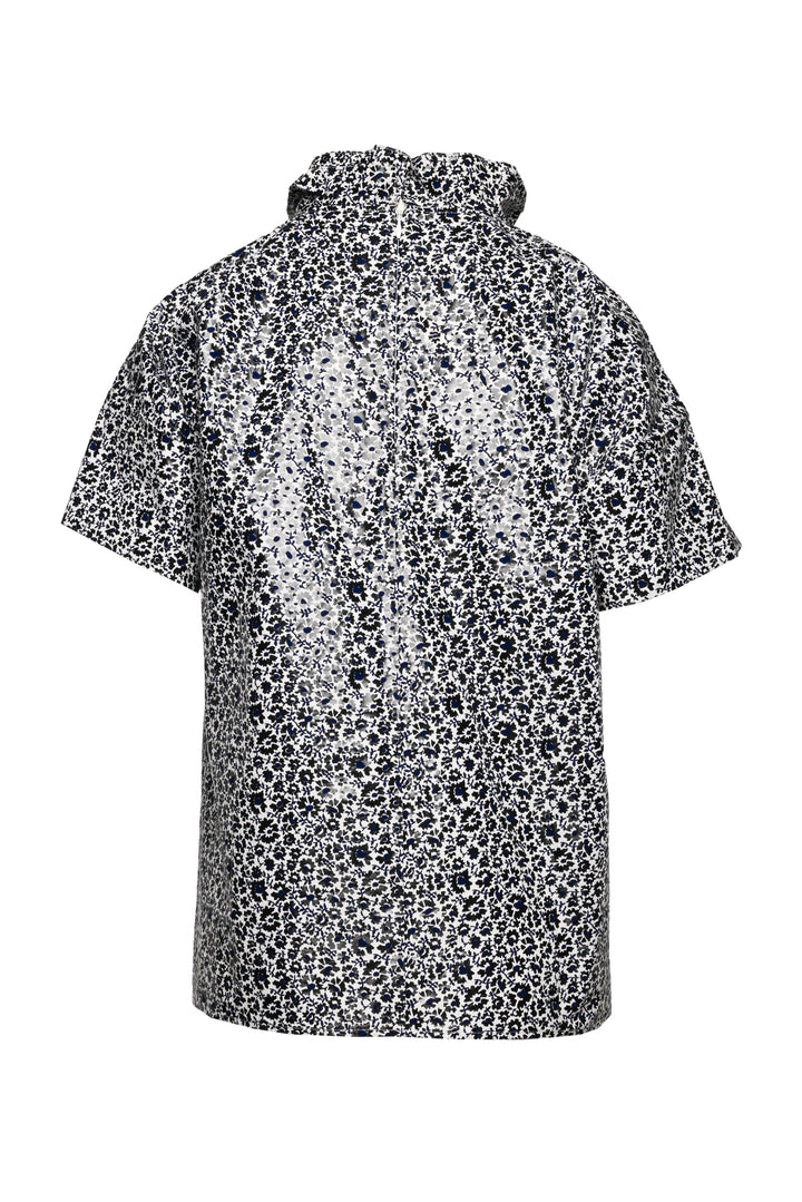 Jil Sander Size XS Coated Cotton Floral Mock Neck Tops