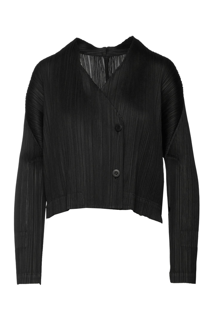 Pleats Please Size 4 Pleated Double-Breasted Jacket