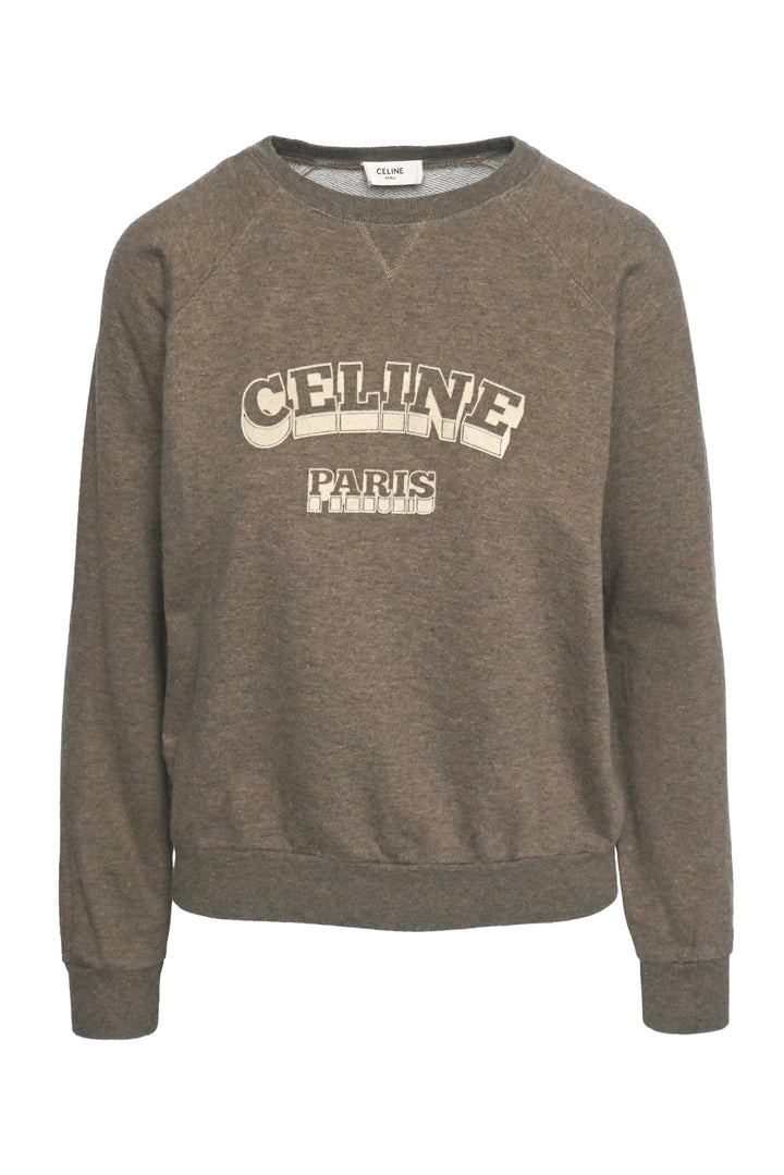Celine Size L Flocked Logo Sweatshirt
