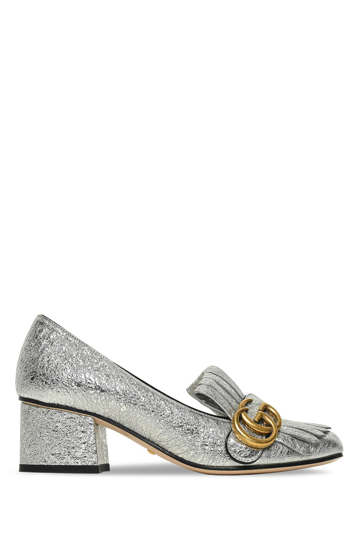Gucci Size 34.5 Galassia GG Marmont Fringe Loafer Pumps