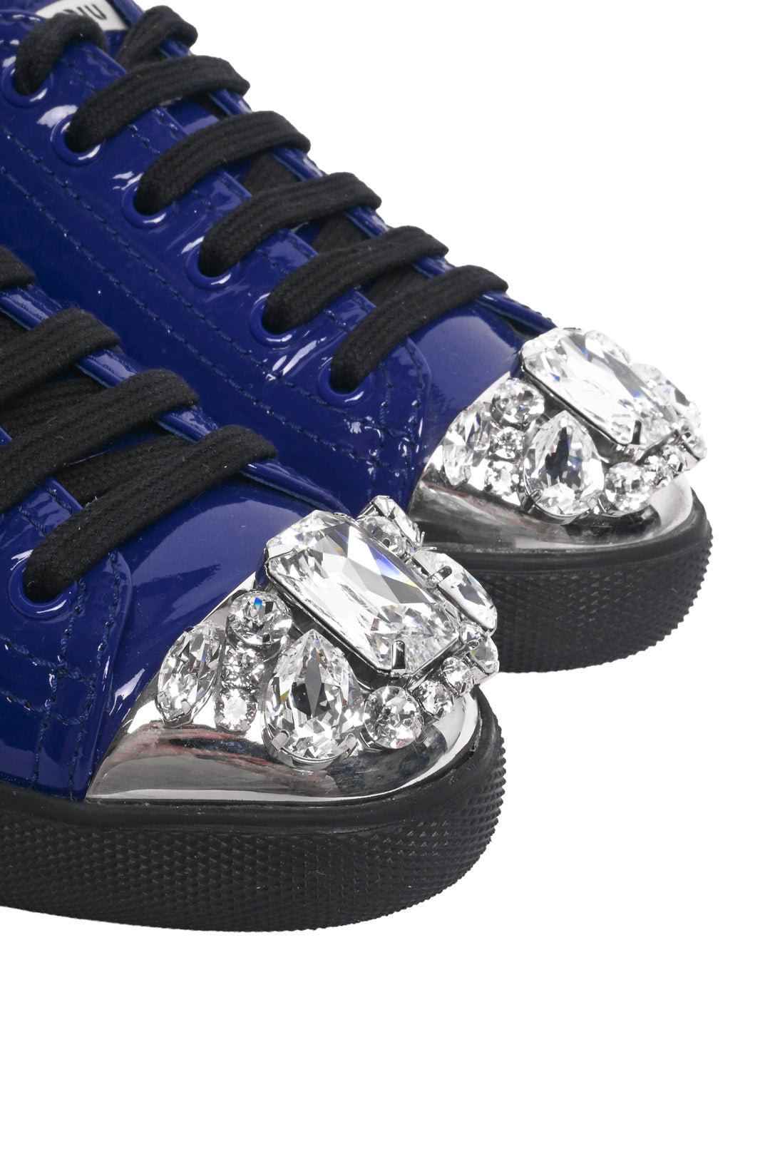 Miu Miu Size 35.5 Patent Leather Embellished Sneaker