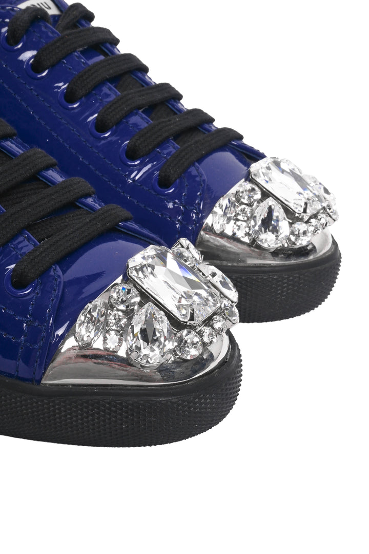 Miu Miu Size 35.5 Patent Leather Embellished Sneaker