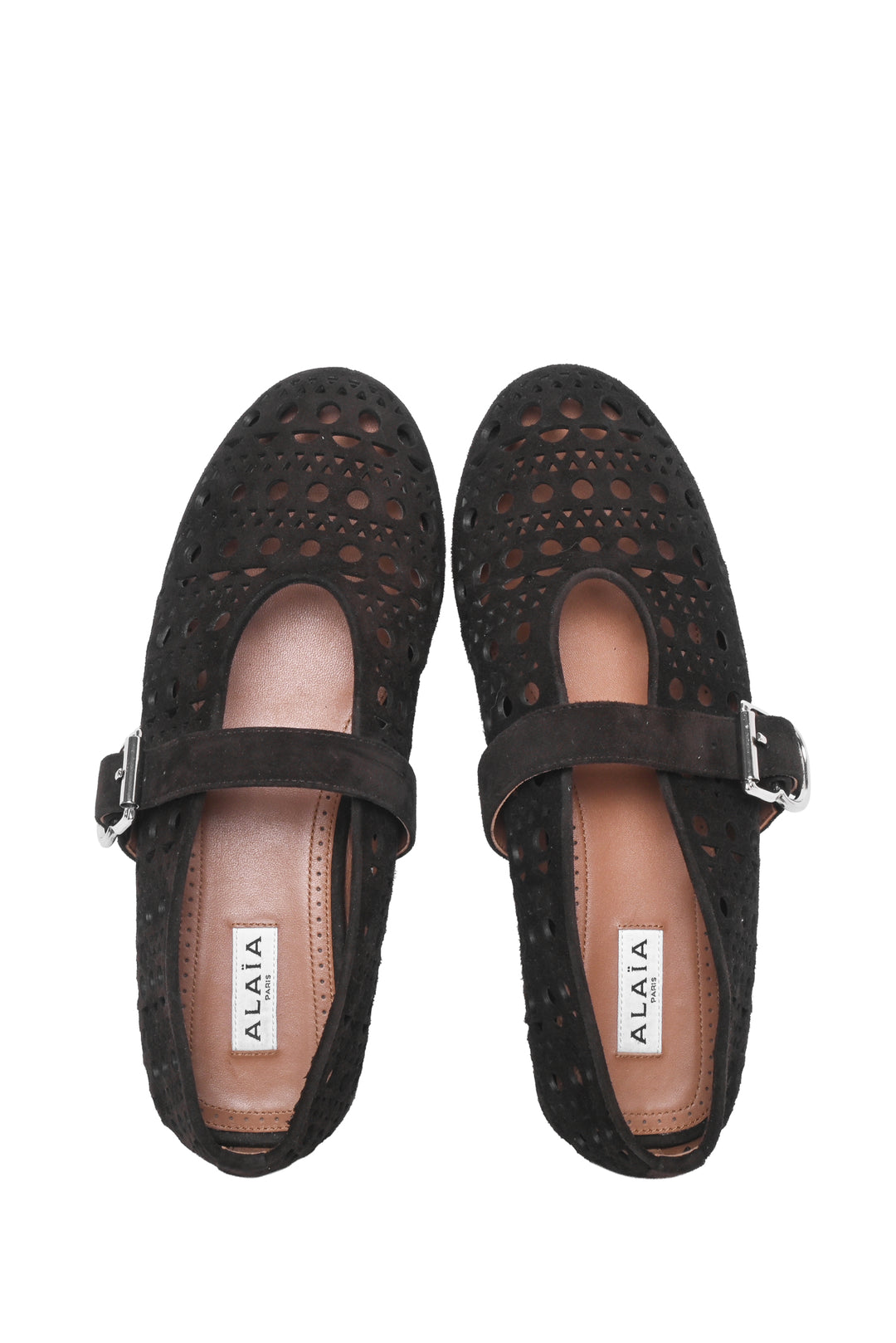 Alaia Size 38.5 Laser-cut Suede Ballet Flats