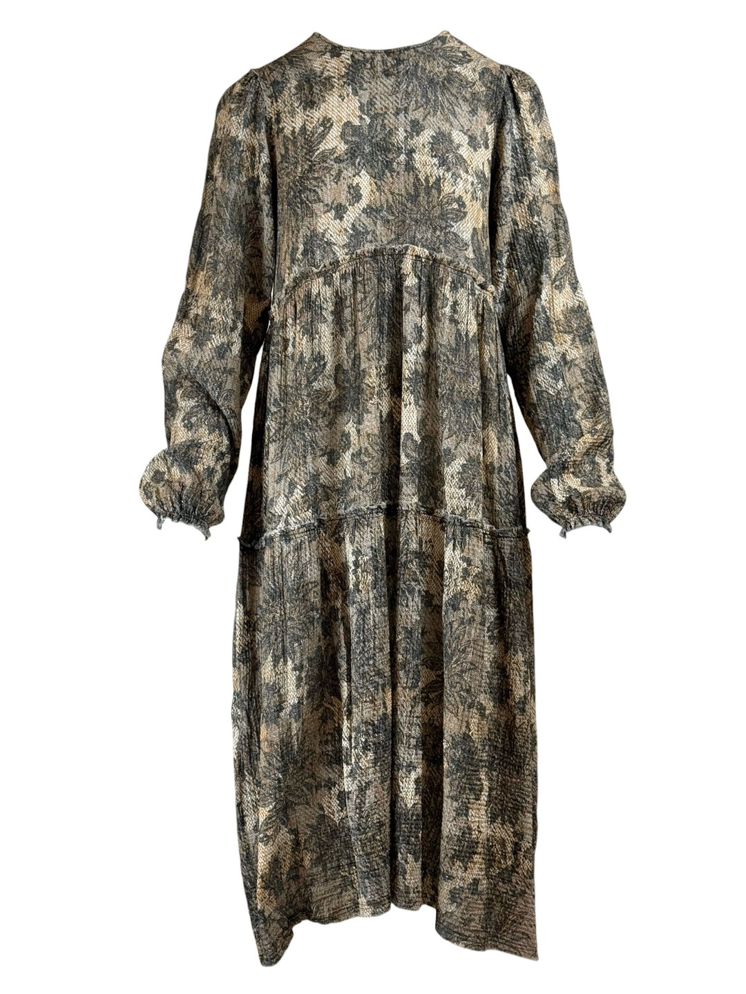 R13 Size S Long Sleeve Shredded Relaxed Midi Dress