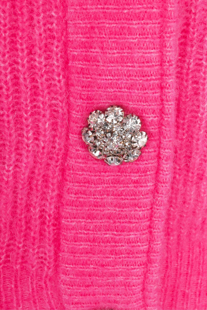 Ganni Size S Alpaca Wool Blend Crystal Button Cardigan
