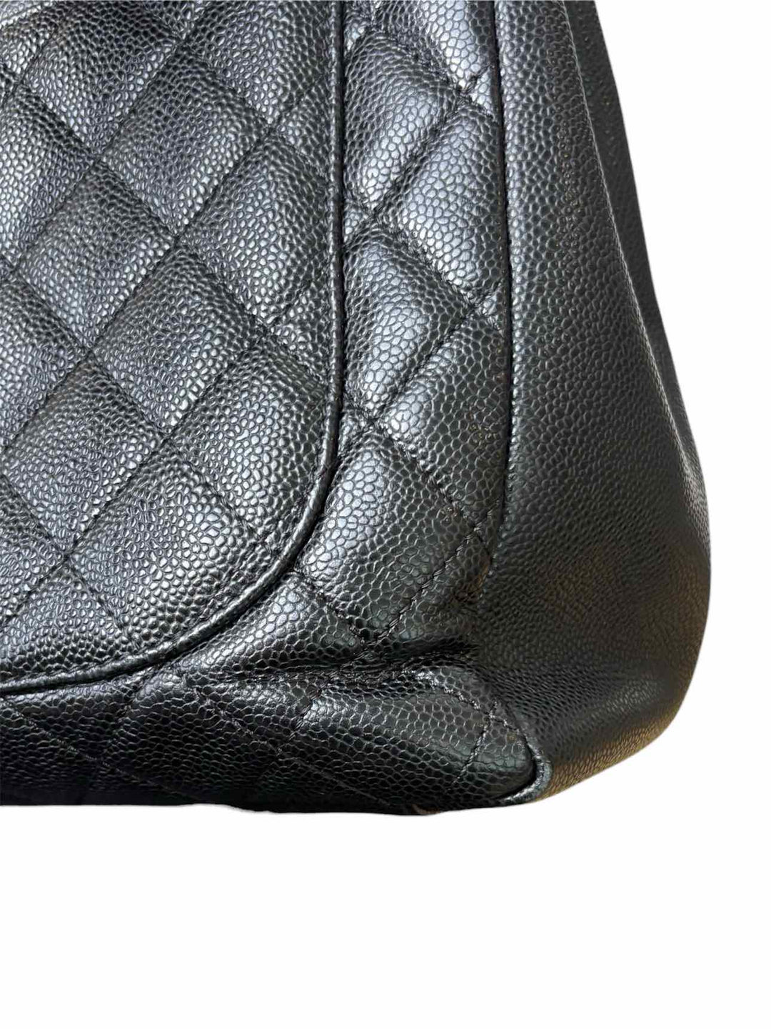 Chanel Black Caviar Quilted Leather Grand Shopping Tote Purse