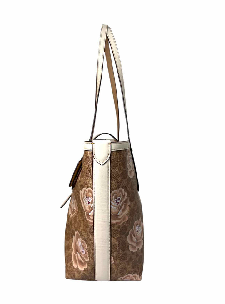 Coach Signature Rose Print Coated CanvasTote