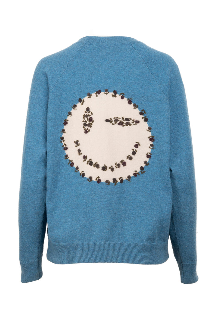 Queene and Belle Size S Floral Smiley Face Cashmere Sweater