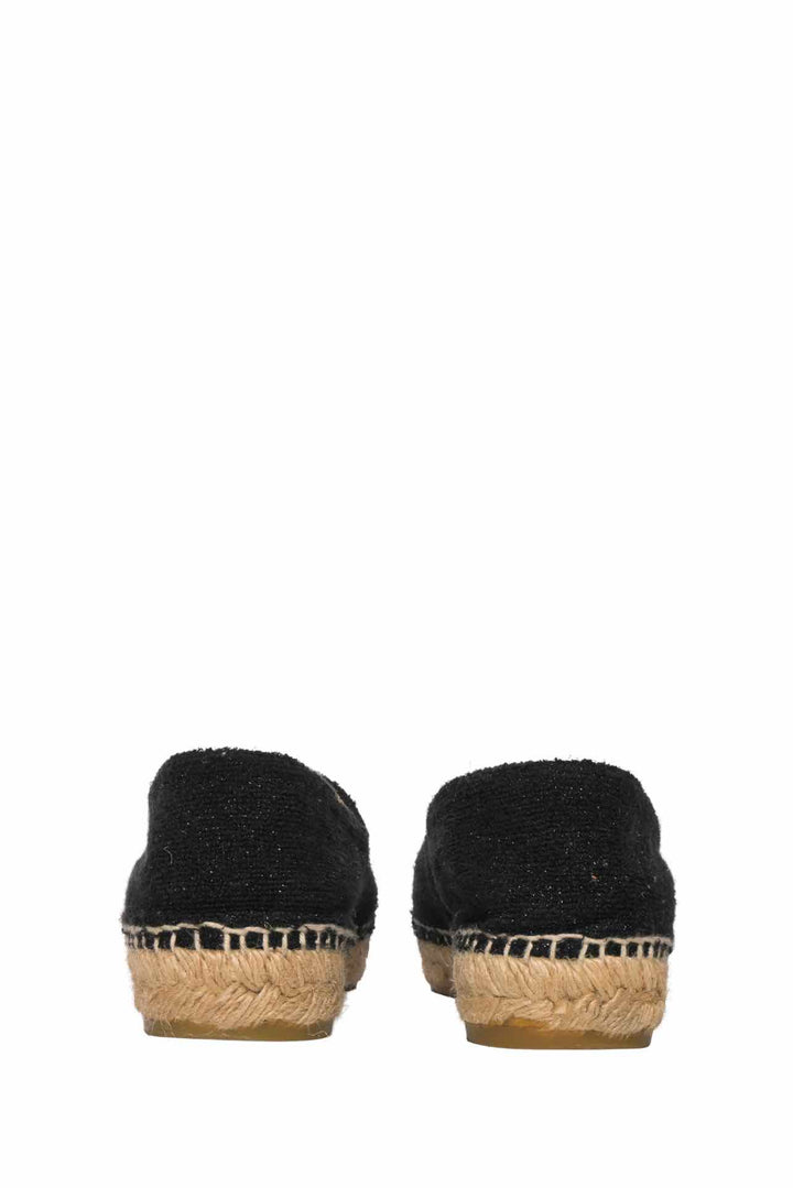 Chanel Size 37 Tweed Lambskin Patent CC Logo Espadrilles