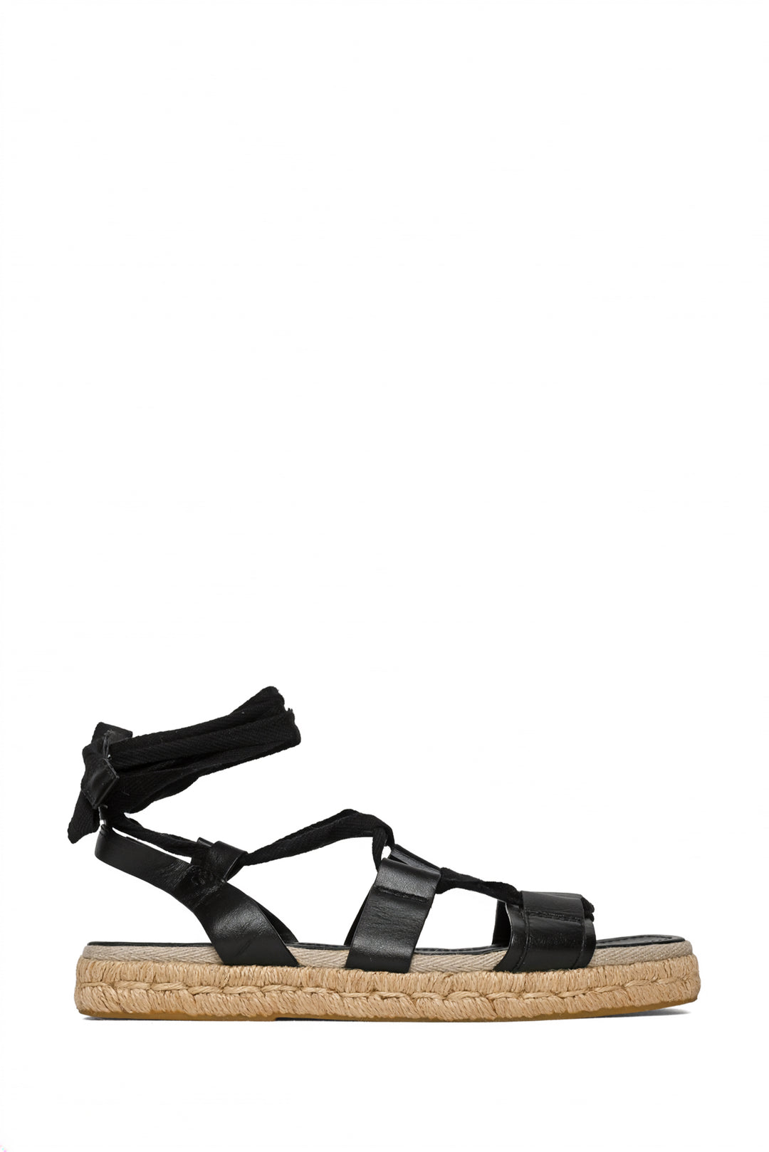 Maxmara Size 39 Elide 2 Lace-Up Calfskin Espadrille Flat Sandals