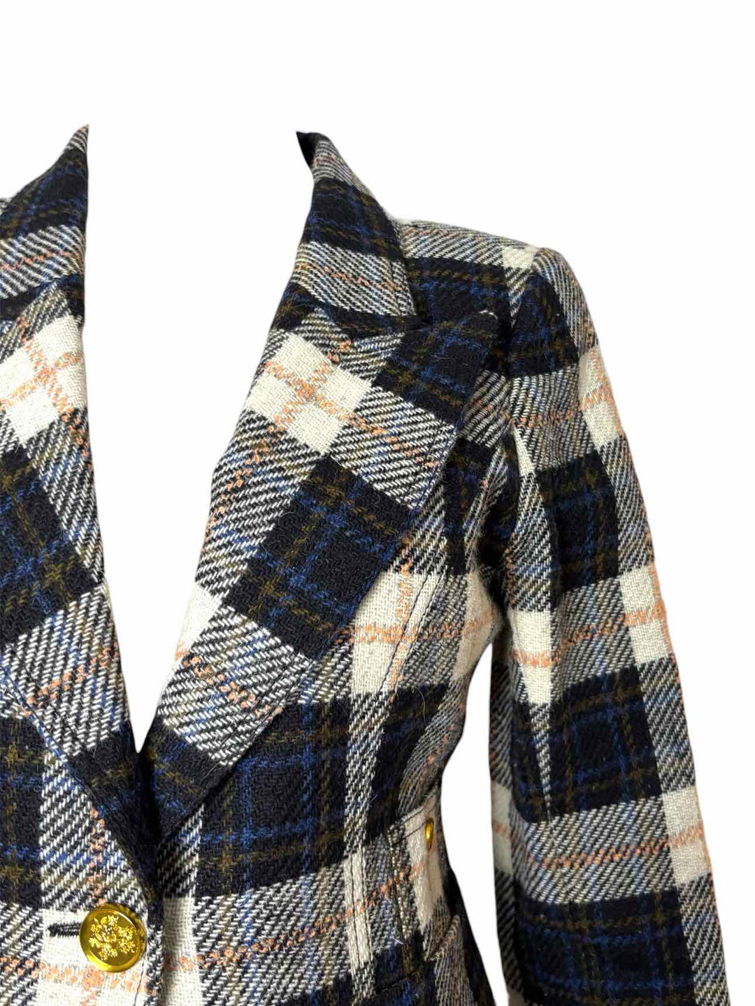 Smythe Size 10 Plaid Wool Tweed Blazer