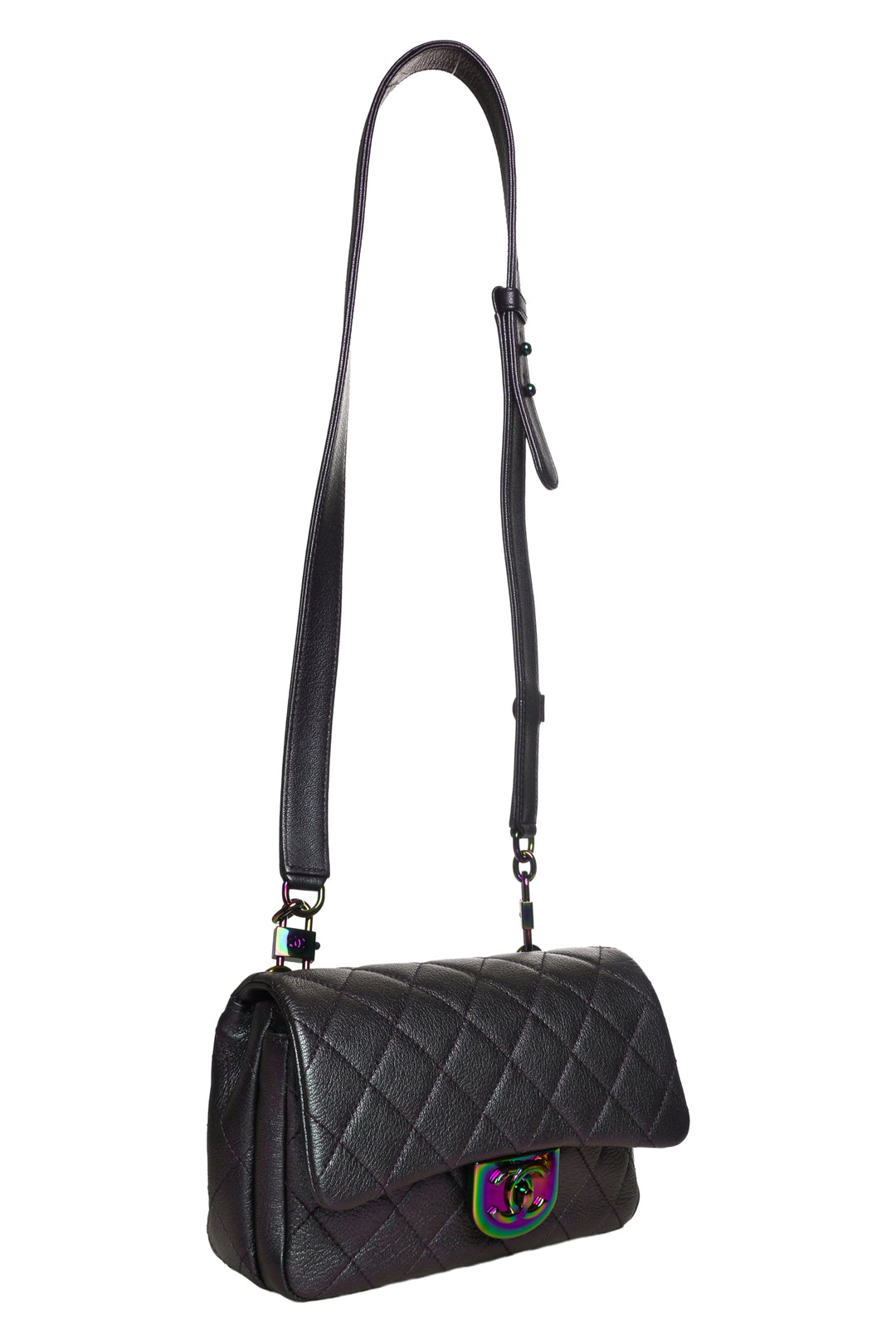 Chanel 2016-2017 Iridescent Quilted Small Double Carry Waist Chain Flap Bag