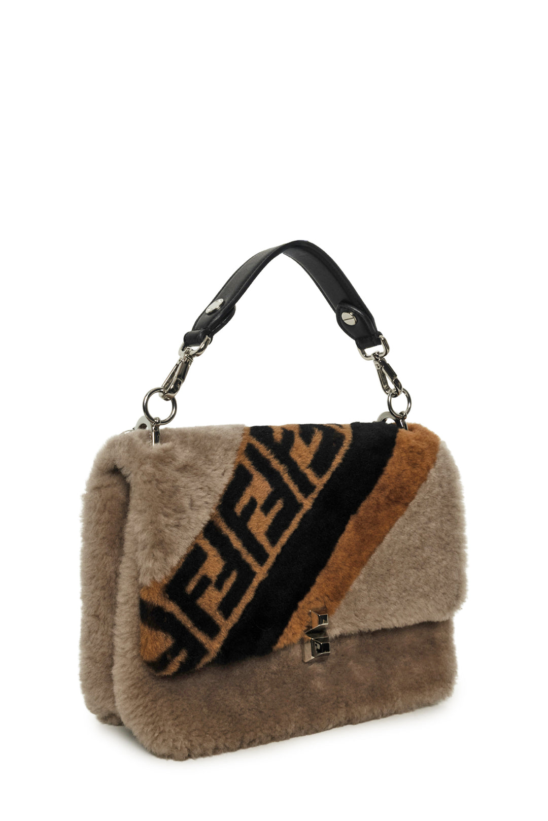 Fendi Shearling Medium Forever Fendi Kan I Shoulder Bag