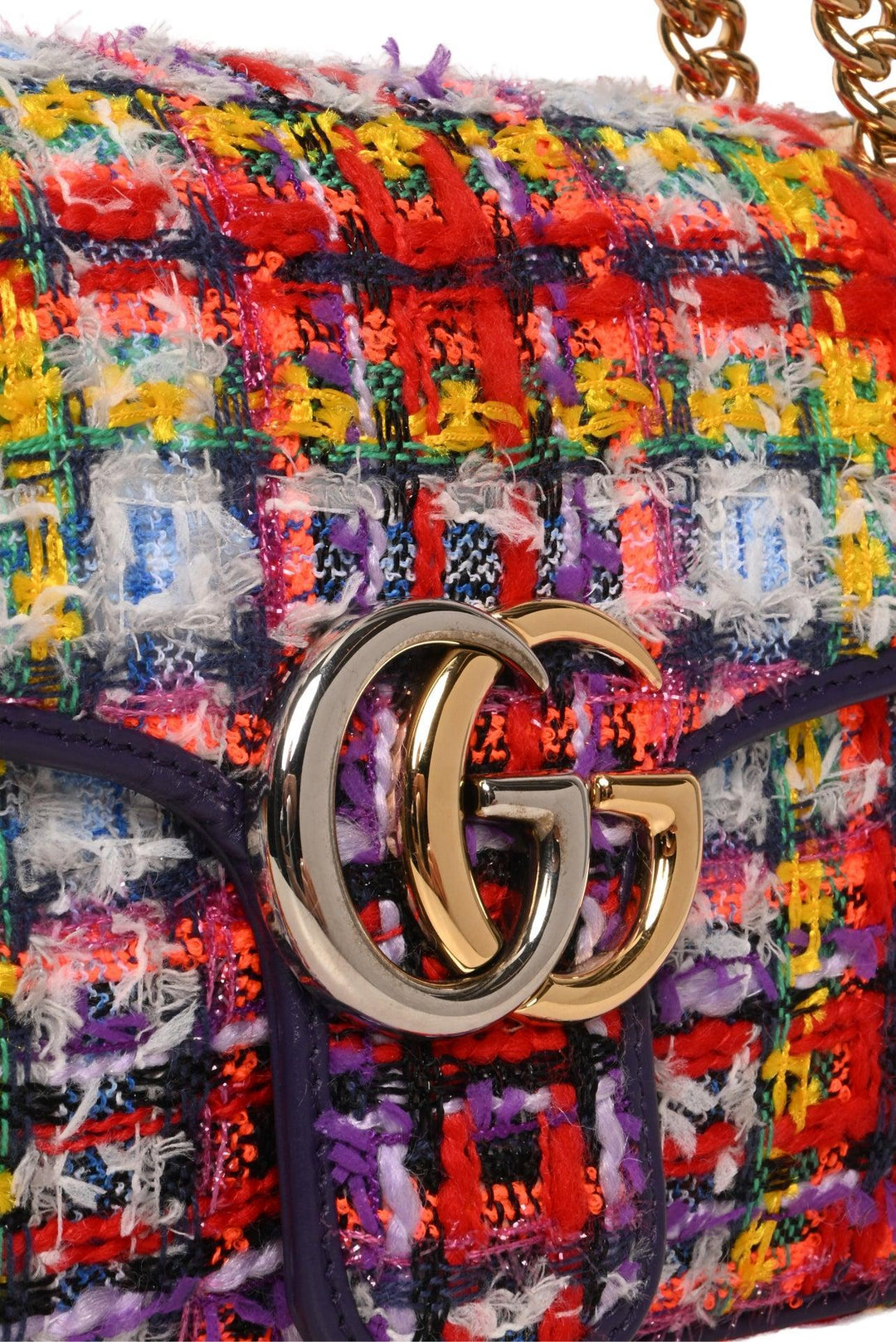 Gucci Tweed Calfskin GG Marmont Shoulder Bag