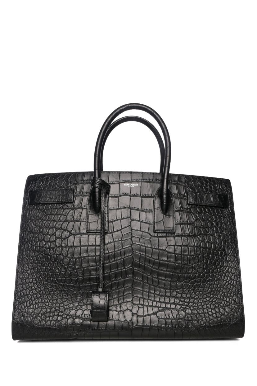 Saint Laurent 2017 Large Croc Embossed Sac De Jour Tote