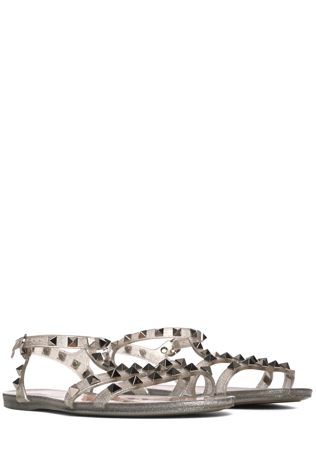 Valentino Size 38 Metallic Rockstud Sandals