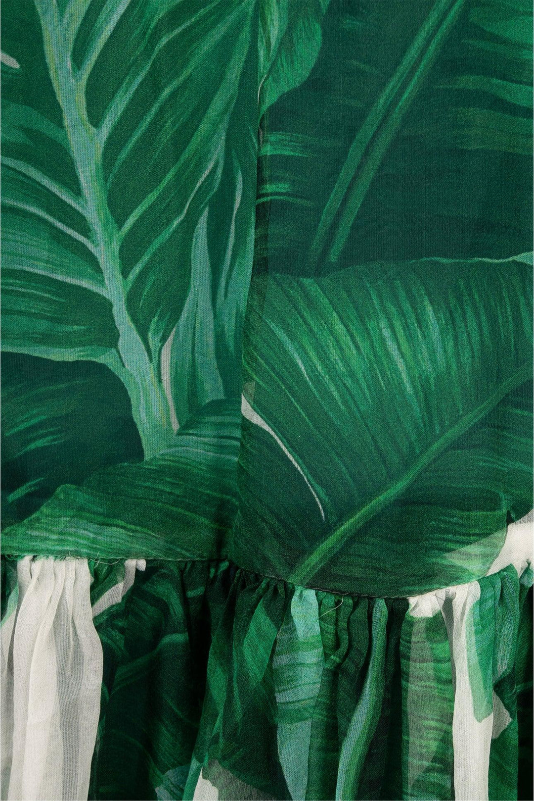 Dolce & Gabbana Size 38 Banana Leaf Print Tie-Neck Silk Dress