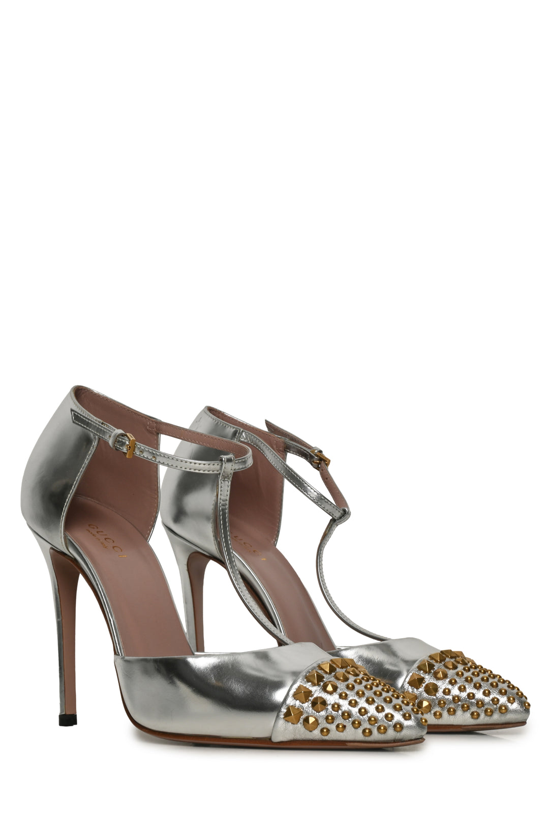 Gucci Size 36 Studded T-Strap Pumps