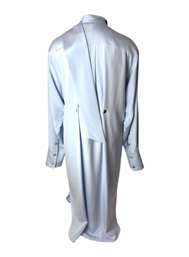 Sportmax Size 40 Sky Blue Silk Shirt Dress w/Scarf  Dress