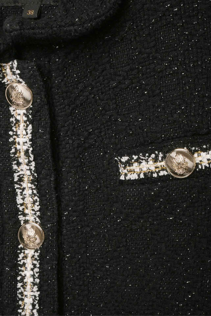 maje Size 6 Metallic Tweed Cropped Jacket