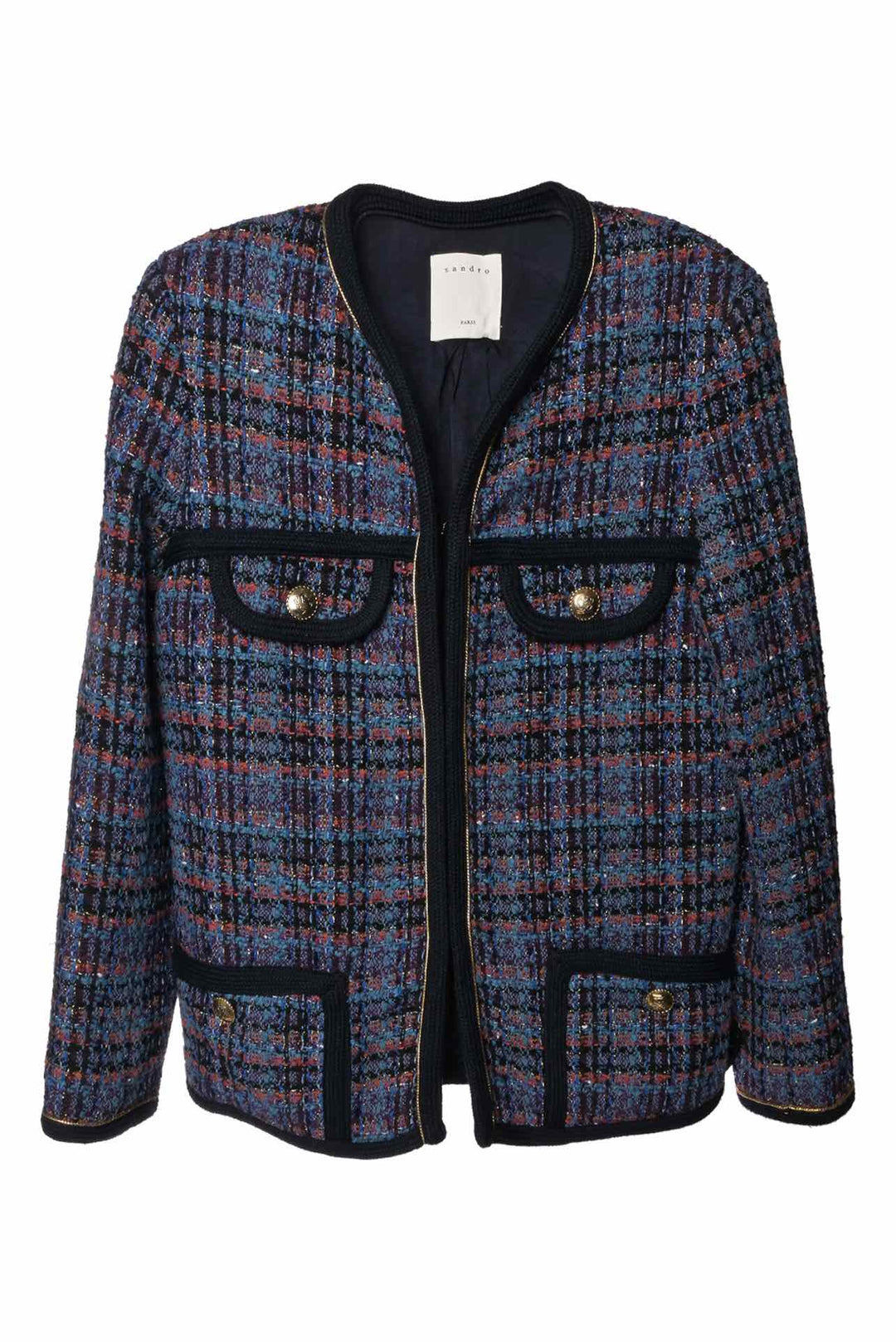 Sandro Size 36 Metallic Trim Tweed Jacket
