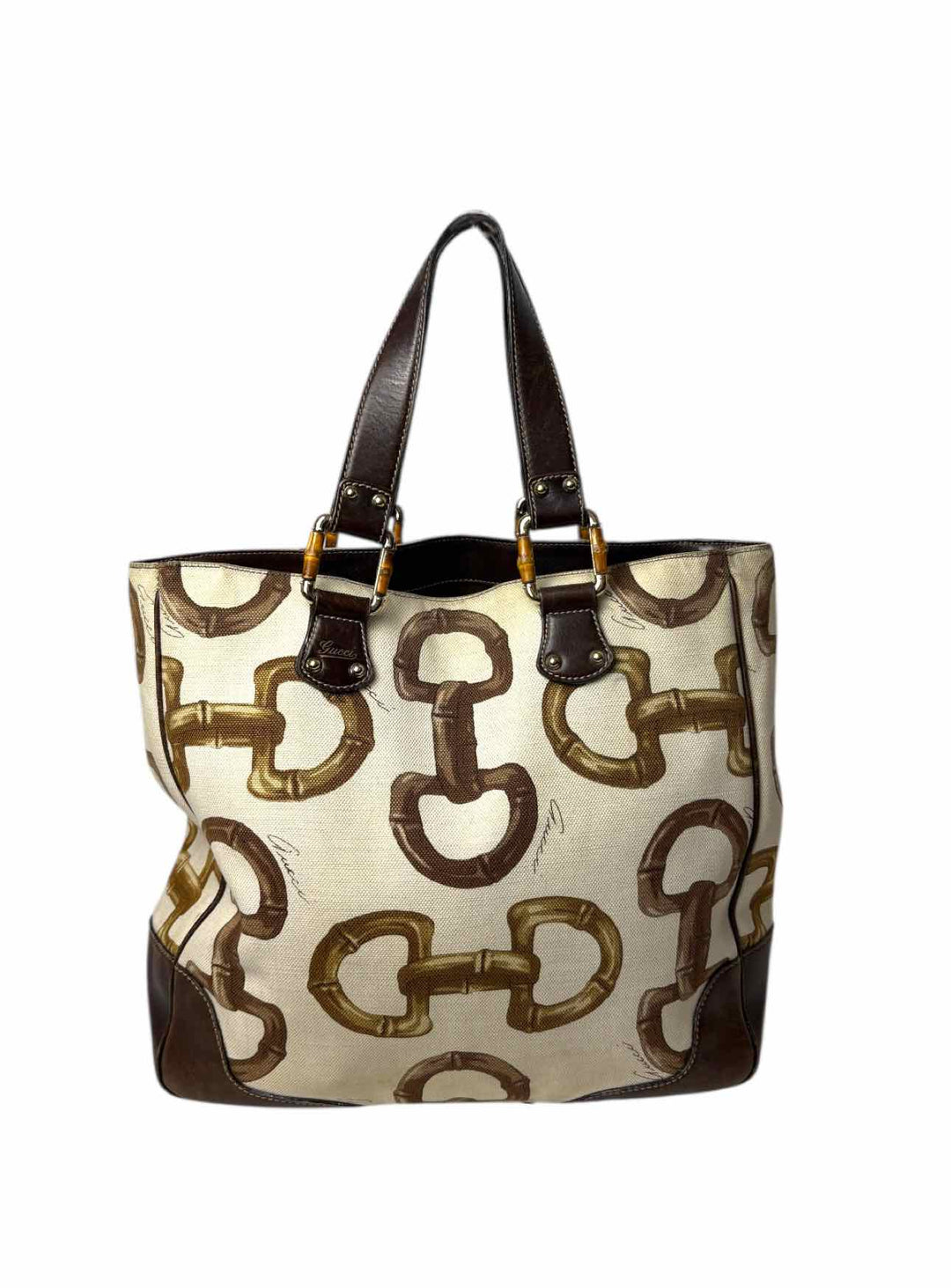 Gucci Horsebit Printed Canvas Tote Purse