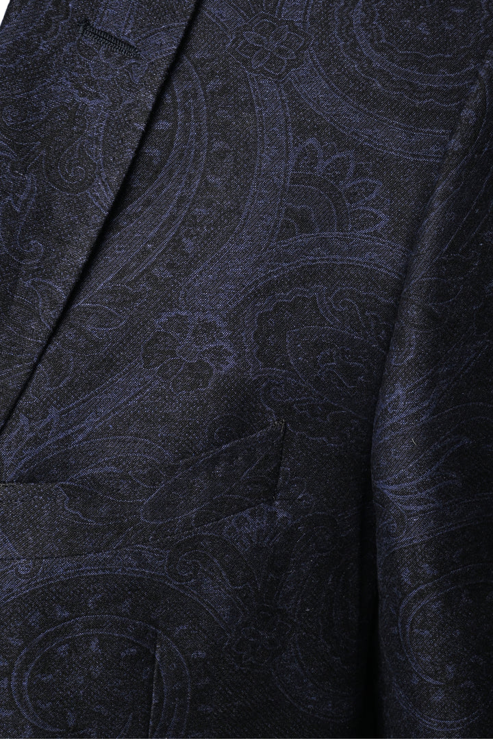 Etro Size 40 Men's Paisley Jacquard Linen & Cotton Blend Blazer