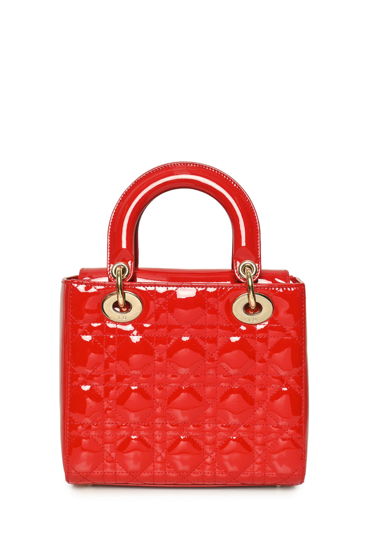 Dior 2019 Quilted Cannage Patent Leather Small Lady Dior Bag