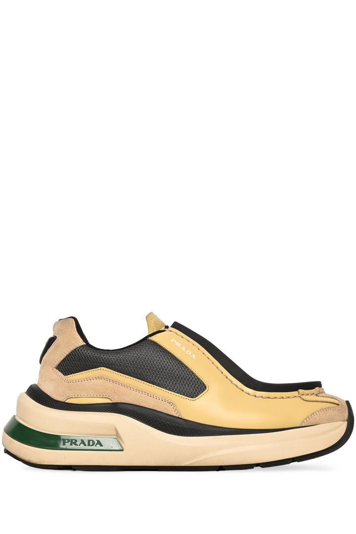Prada Mens Shoe Size 8 Systeme Brushed Leather Sneakers
