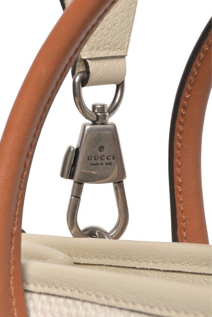 Gucci Interlocking G Embroidered Web Trim 2way Canvas Tote