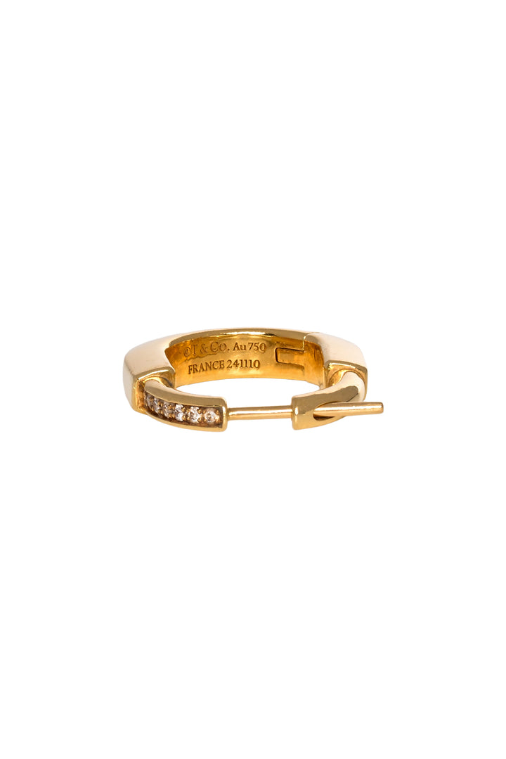 Tiffany & Co 18K Yellow Gold & Diamonds Lock Small Earrings