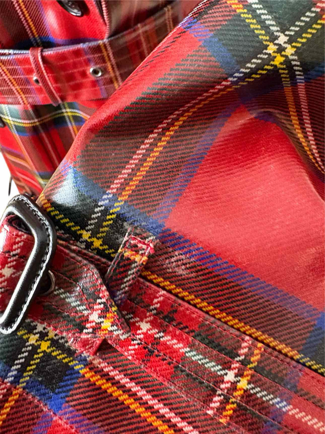 Burberry Size 2 Laminated Tartan Wool Trench Coat