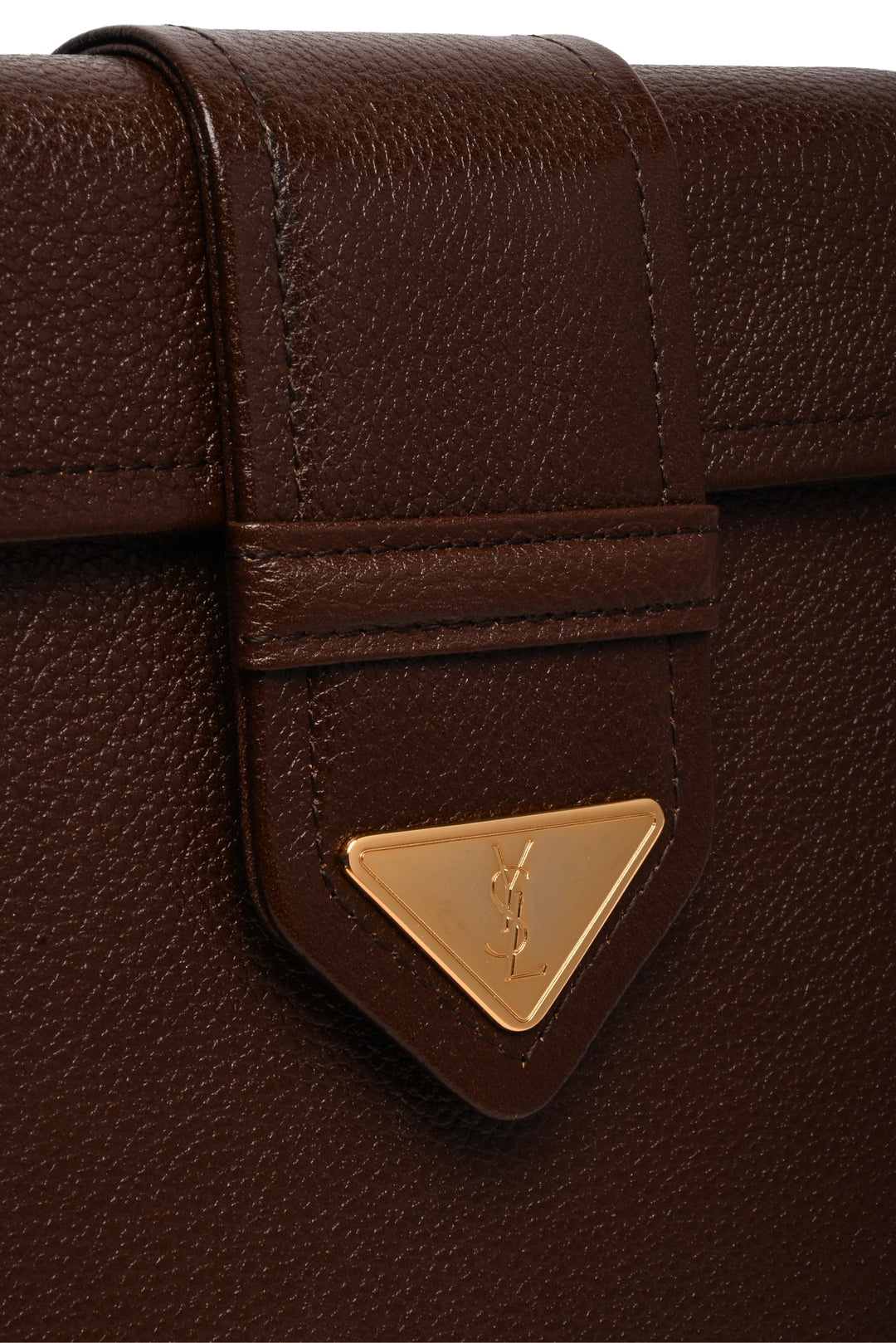 Saint Laurent Vintage Grained Leather YSL Triangle Logo Flap Shoulder Bag