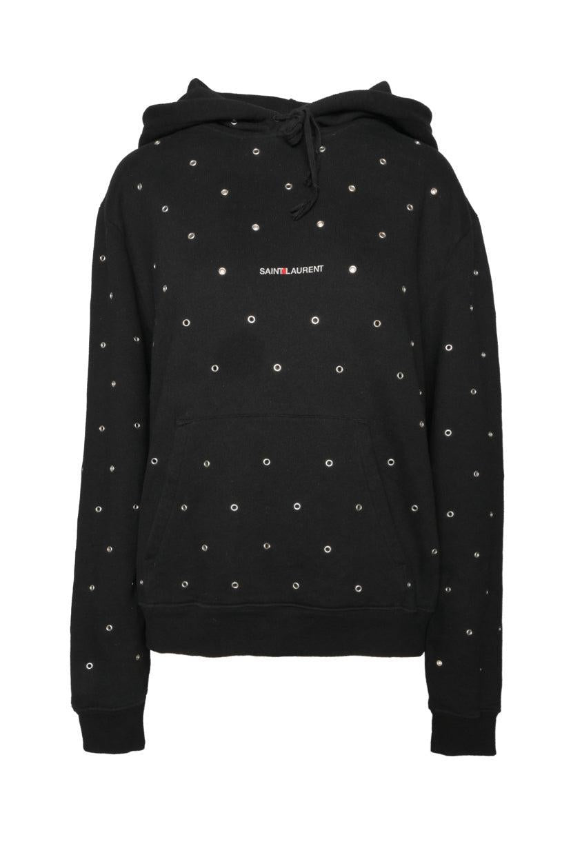 Saint Laurent Size M Rivet Studded Logo Hoodie